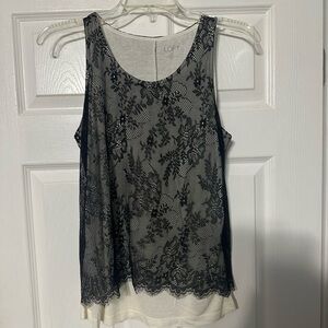 LOFT Petites Lace Overlay Tank Top